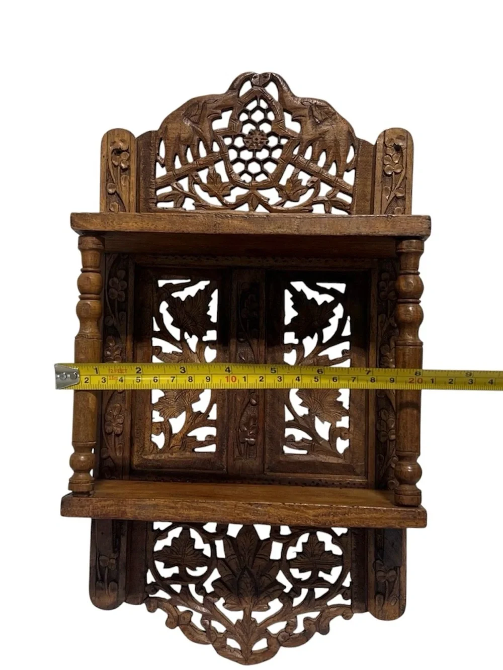 Vintage Carved Wood Elephant Wall Shelf Boho Indian Style Decor